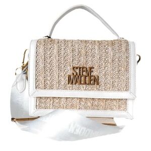 Steve Madden Bhama Straw Woven Bolsa Crossbody Crossover Bag Adjustable Strap